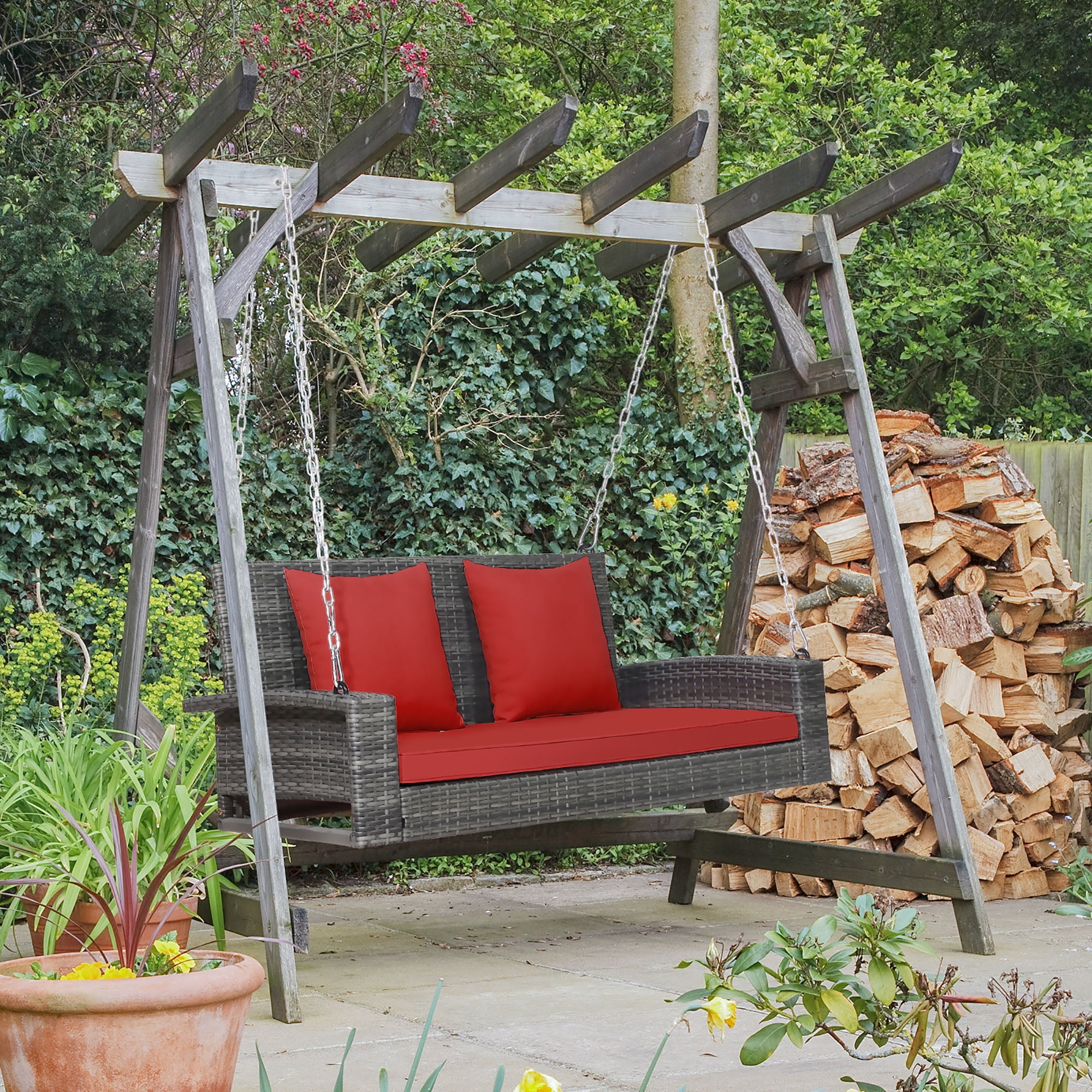Outdoor swing bench with stand hotsell