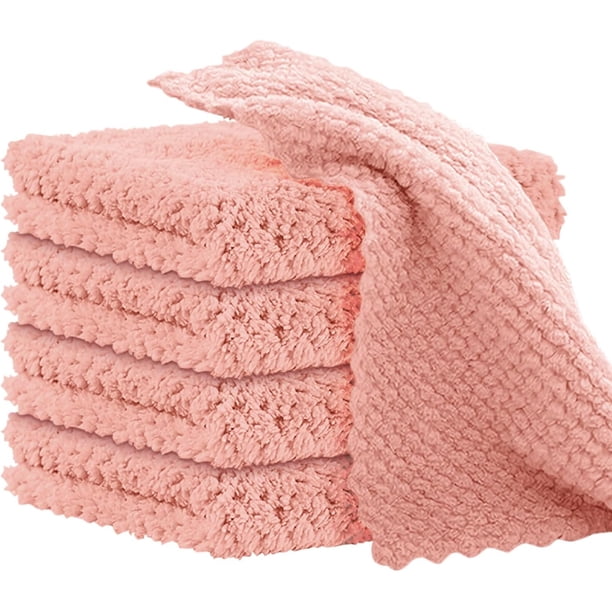 Paño de limpieza de microfibra, trapos de limpieza absorbentes de agua, toalla de microfibra suave, trapos reutilizables sin pelusa para cocina (rosa carne)