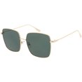 thumbnail image 2 of Oversized Metal Square Sunglasses Flat Lens 57mm (Gold / Green), 2 of 4