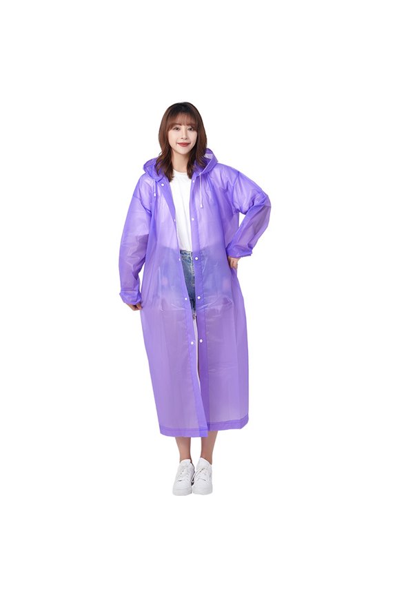 Raincoat for Adults, 2 Pack Portable EVA Rain Coats Reusable Rain Poncho with Hood and Elastic Cuff Sleeves