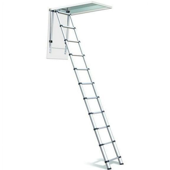 Telesteps 1000L Telescoping Aluminum Attic Ladder, 8–10 ft Ceiling Height, 300 lb Load Capacity