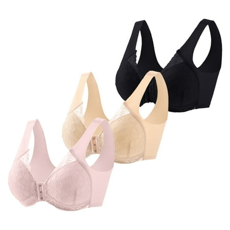 Blphud Sexy Clothes for Women Women Bras Plus Size Sports 3Pc Women s Front Side Buckle Lace Edge without Steel Ring Movement Seamless Adjustment Yoga Bra Trendy Lingerie for Women Pink M