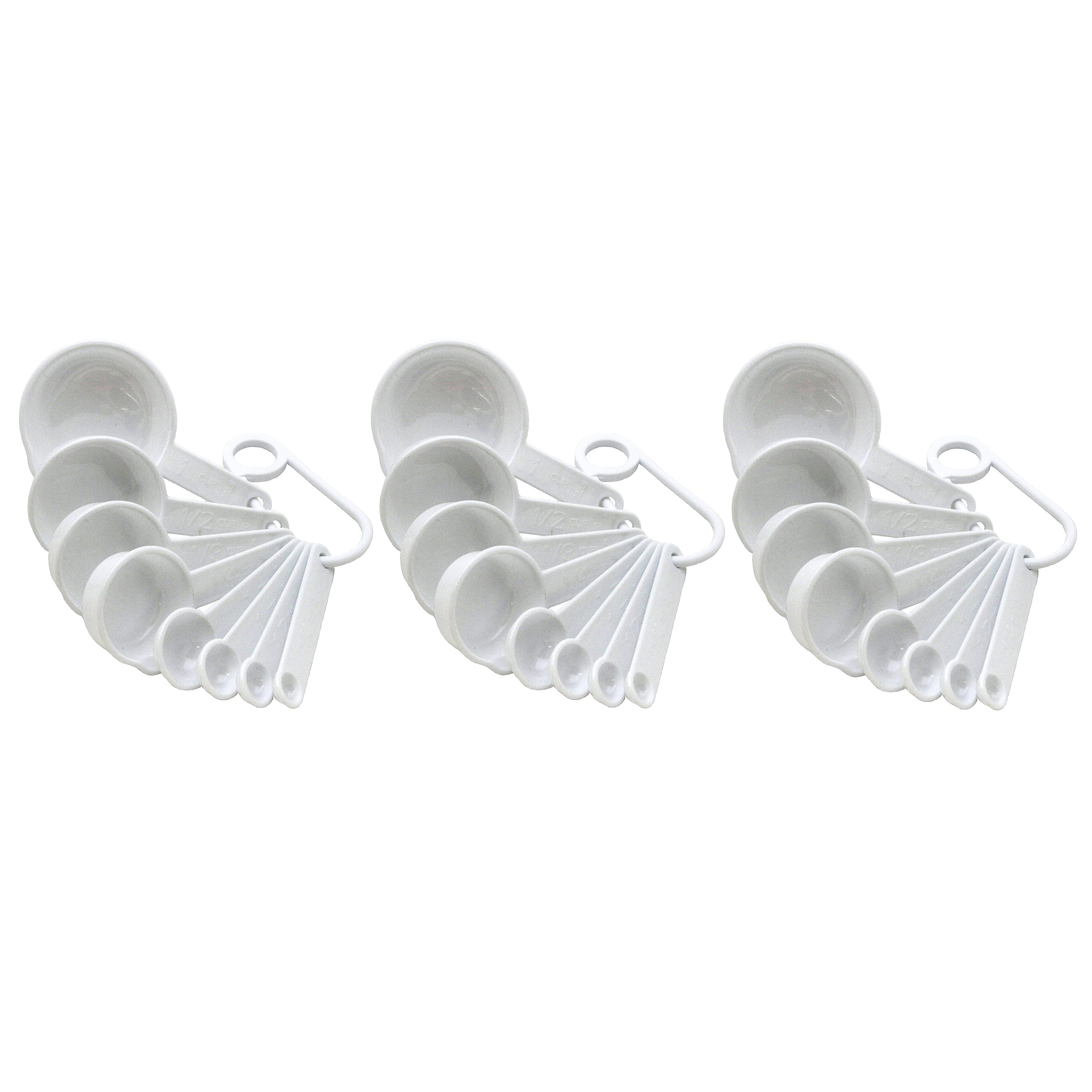 8 Piece Set of Chefmate White Plastic Measuring Cups & Spoons Starter Set