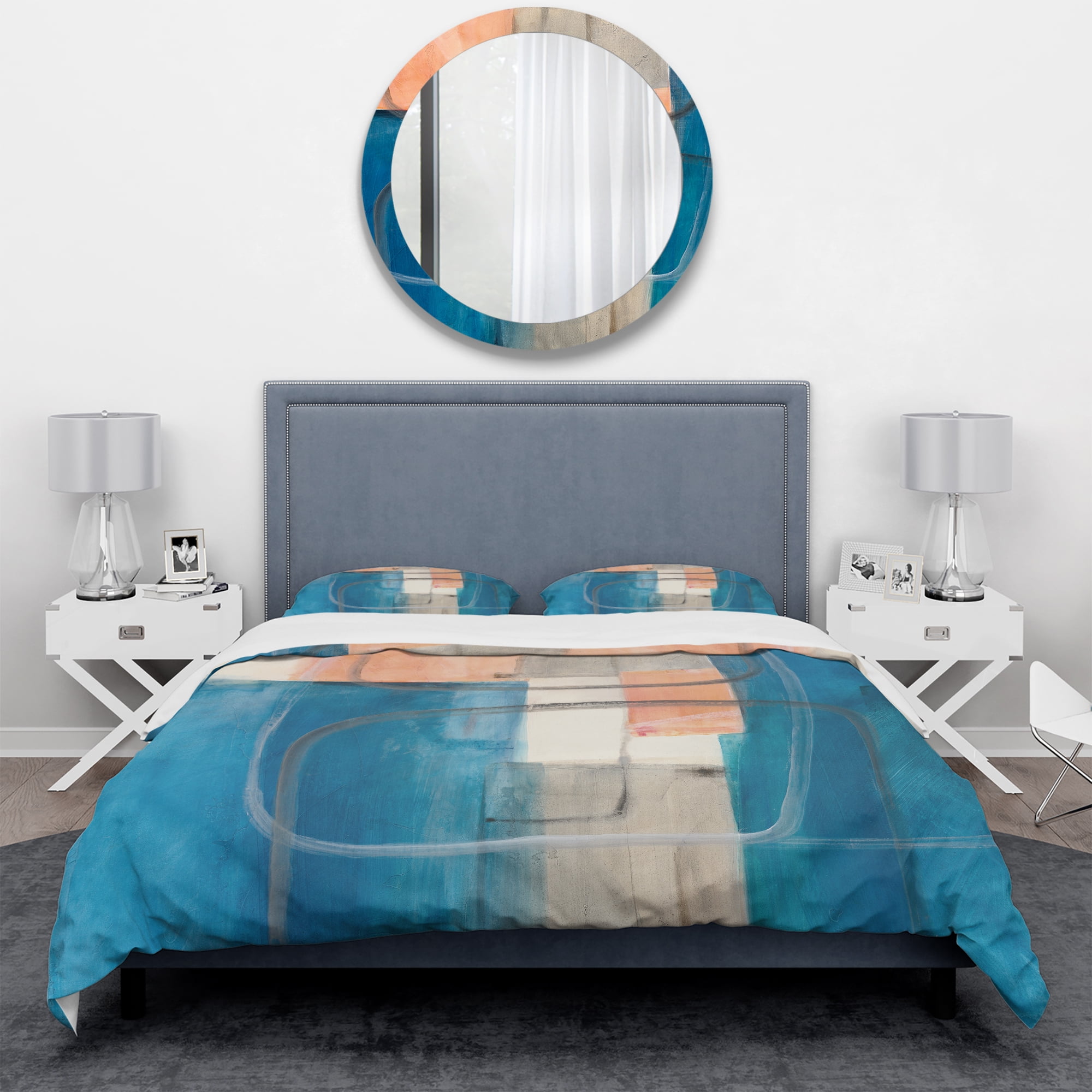 Designart 'Modern Simply Blue' Geometric Duvet Cover Set