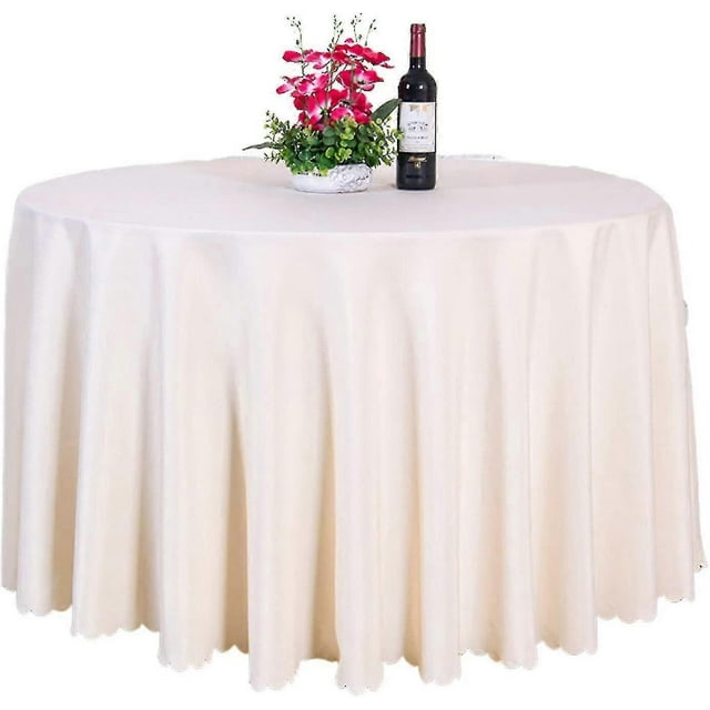 Round Solid Color Polyester Tablecloth Household Tablecloth (royal Blue)