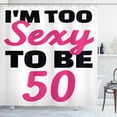 thumbnail image 1 of Ambesonne 50th Birthday Shower Curtain, Being 50 Themed Text, 69"Wx75"L, White Black and Pink, 1 of 3