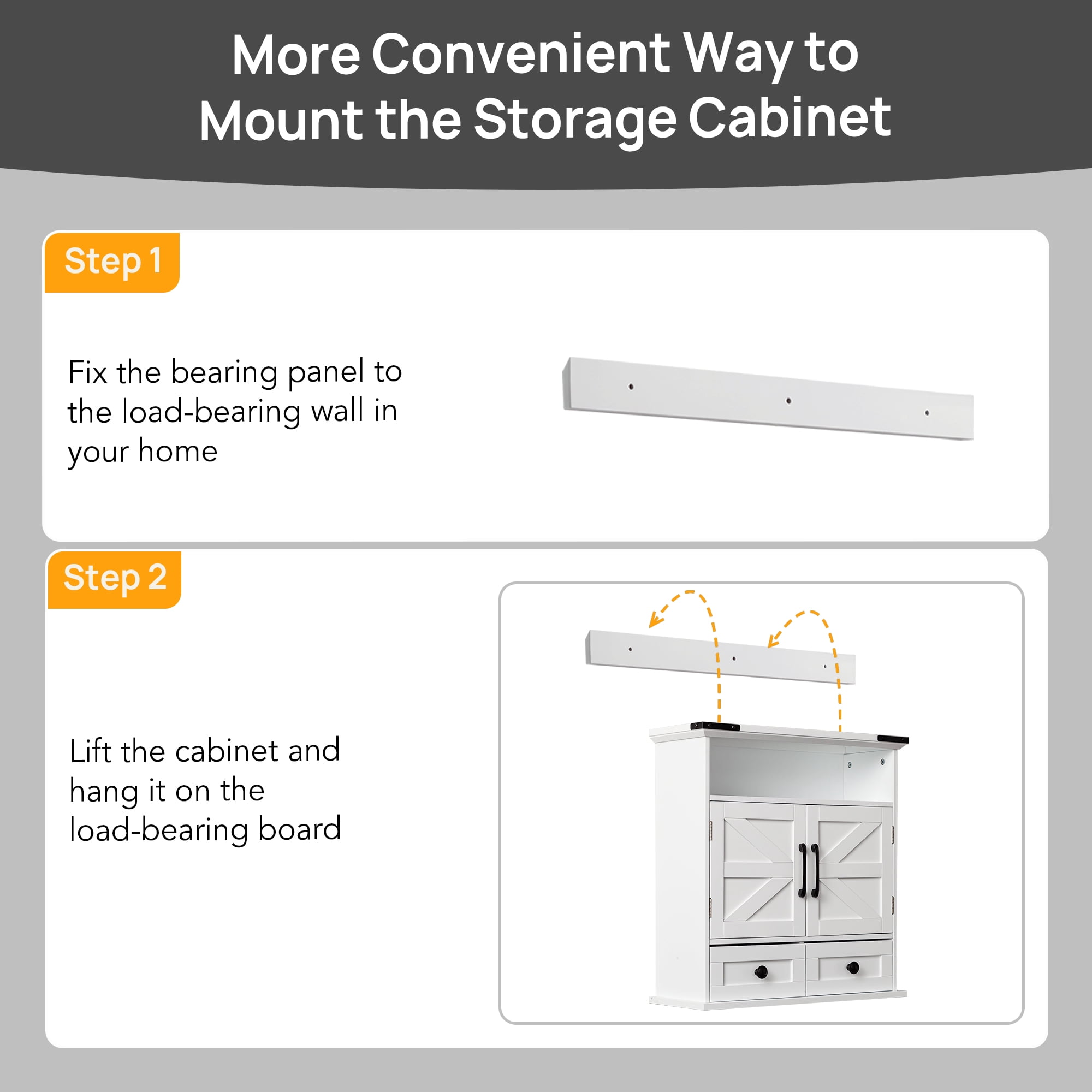 OONNEE Bathroom Wall Cabinet, 24" x 25" Farmhouse Over The Toilet Storage with Motion LED Light & Safety Drawers, Wooden Medicine Cabinet,White Storage Organizer