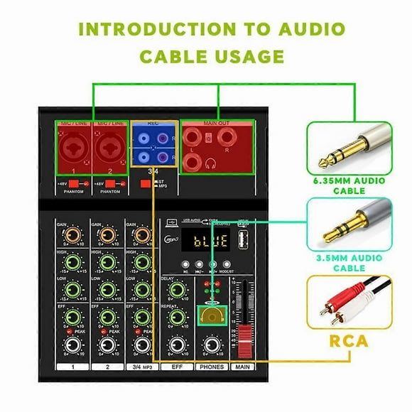 -A4 Professional Portable Digital Dj Console with USB Mixer Border Live Singing 4 Channel Audio Mixer