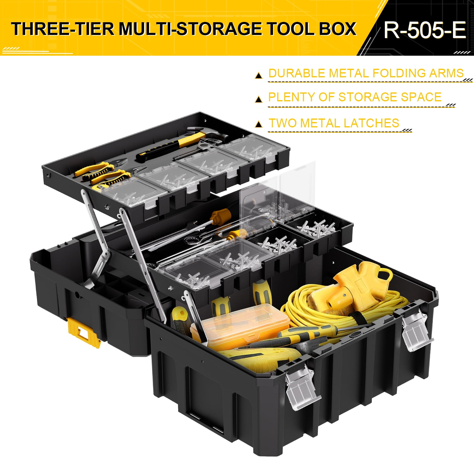 AIRAJ 4-in-1 Rolling Tool Box with Wheels, Stackable Modular Tool Storage System with Drawers, 755lbs Heavy Duty Mobile Tool Chest Organizer for Mechanic, Garage & Professional Workshop