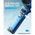 thumbnail image 4 of Portable Handheld Fan,Mini Portable Fan, 2000mAh Rechargeable USB Fan, 3 Speed Personal Small Desk Fan,Strong Airflow,Super Quiet, Pocket Fan with Carabiner for Girl Women Home Outdoor Indoor -Blue, 4 of 6