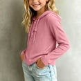thumbnail image 5 of Abtuhar Fall Hooded Long Sleeve Tops for Girls Solid Casual School Base Layer Tops for 2-12 Years, 5 of 5