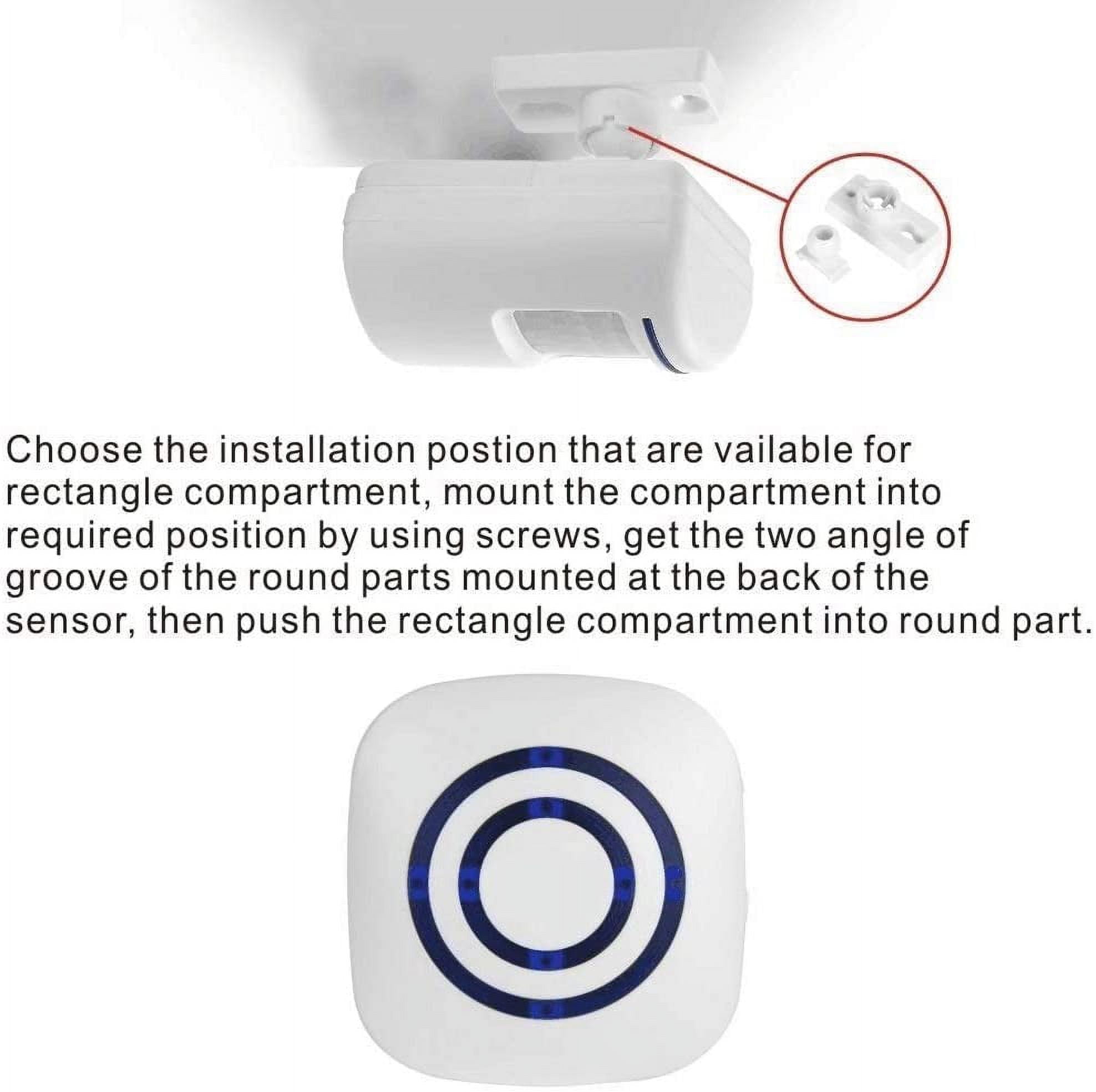 Motion Sensor Door Chime for Business, Outdoor Doorbell Kit Wireless Driveway Alert: Infrared Motion Sensor Chime with 1 Plug-in Receiver and 1 PIR Motion Sensor Detector Alert - LED Indicators