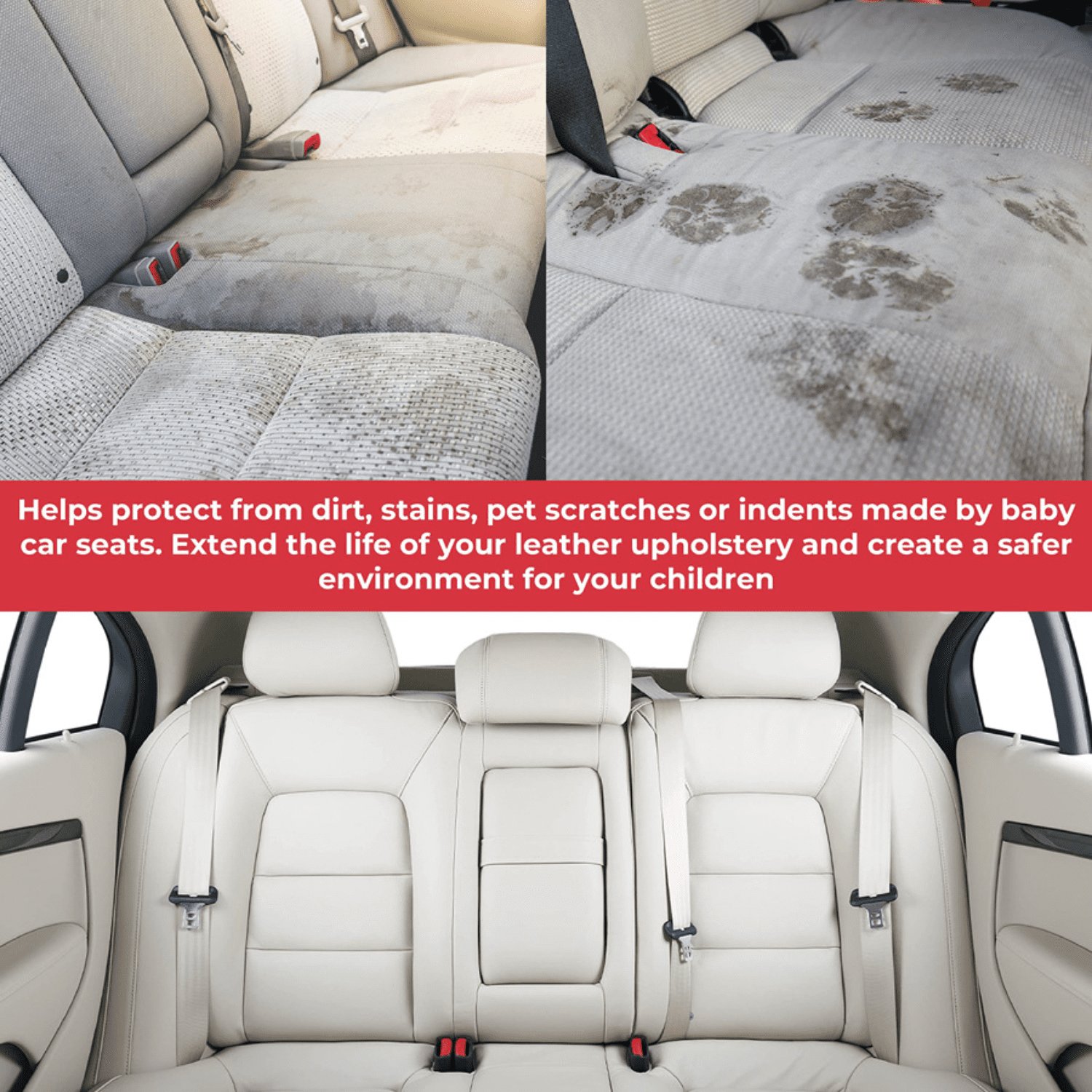 Car Seat Protector for Baby Car Seat - Thick Padding - Seat Protector Under Baby Car Seat with 2 Mesh Storage Pockets - Black Waterproof Baby Car Seat Protector - Non-Slip Padded Backing