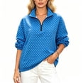 thumbnail image 2 of Pounoo Mock Neck Sweatshirt Women Stand Collar Long Sleeve Half Zip Polka Dot Print Plain Sweatshirts for Women Oversized Fit Vacation Wear Soft Womens Sweatshirts, 2 of 8