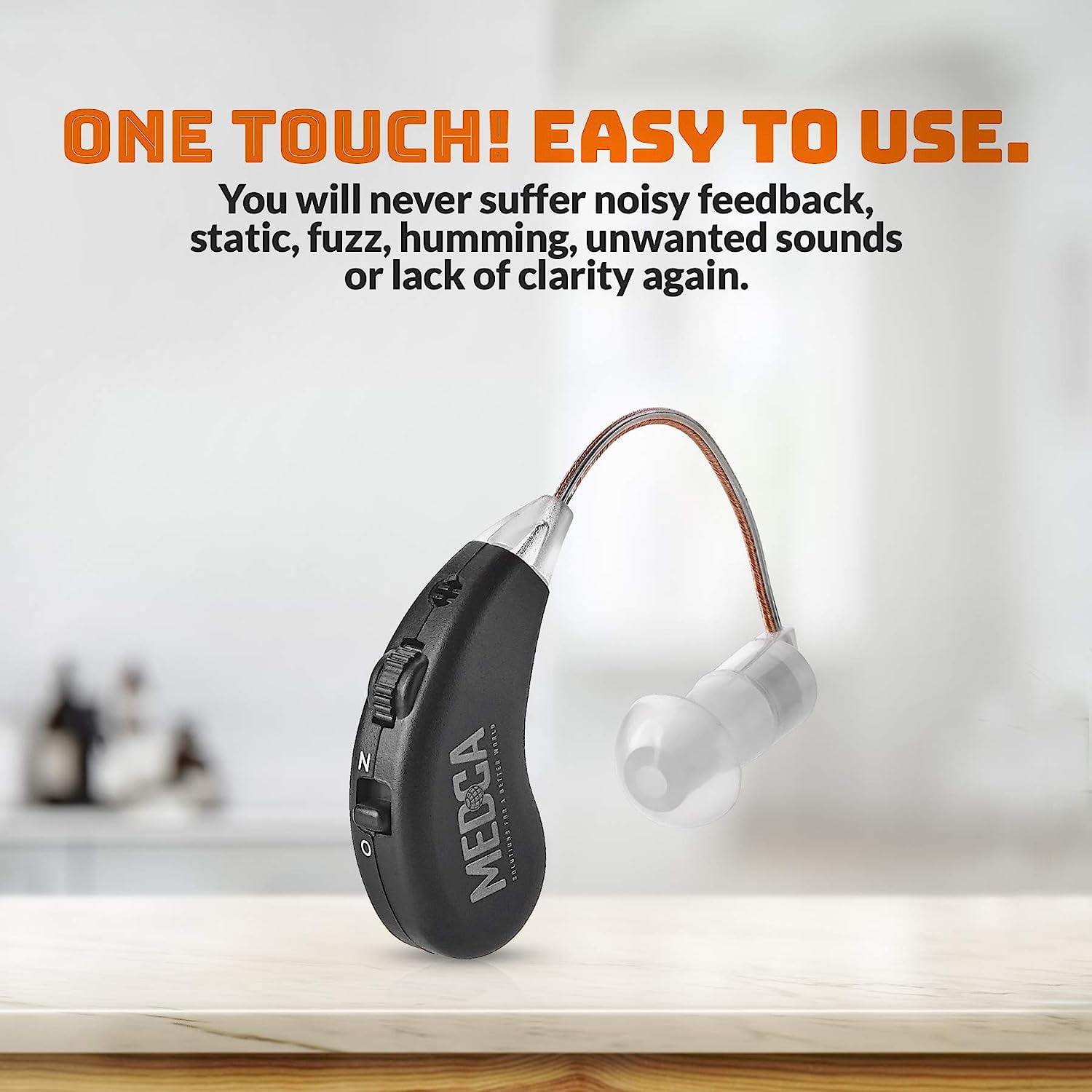MEDca Mini Digital Behind the Ear Hearing Amplifier, Black, 1 Pack
