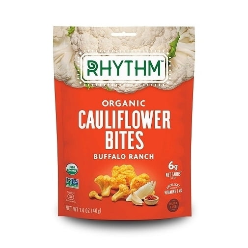 Rhythm Superfoods Organic Cauliflower Bites Snack Chips, Buffalo Ranch