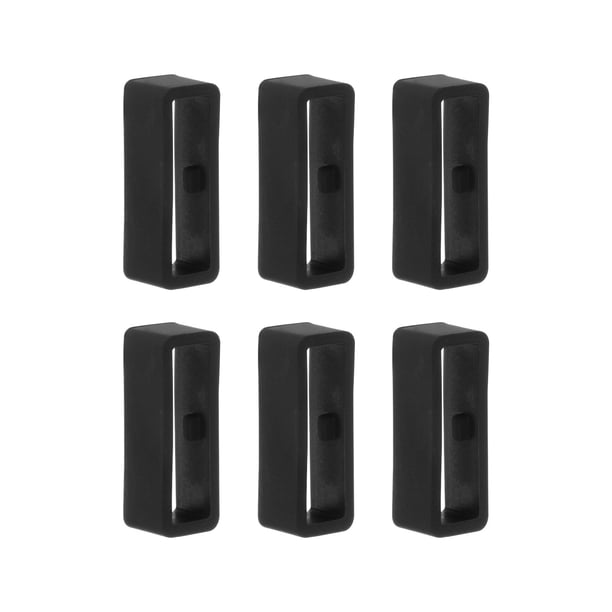 6uds Reloj Correa Lazo Cierre Anillos 18mm Caucho Reloj Soporte Guardián Silicona para Reloj Correa, Negro