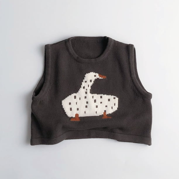 Spring Autumn Kid's Cotton Knit Vest Korean Cute Animal Jacquard Boys Waistcoat Girls Sleeveless Sweater Children's Outwear