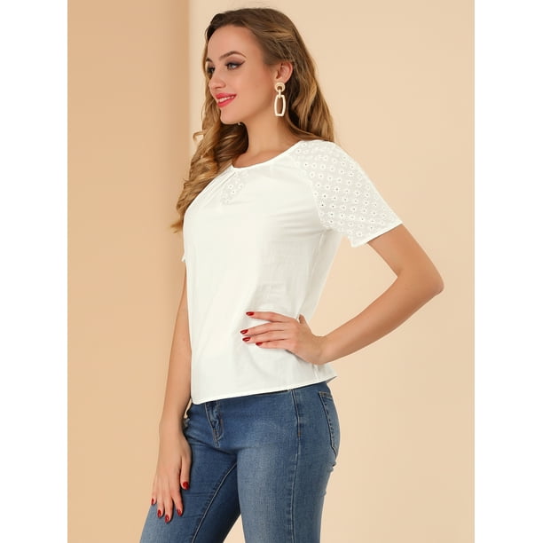 Blusa de algodon manga corta shop