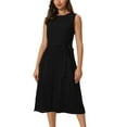 thumbnail image 1 of Vestido sin mangas plisado para mujer Inspire Chic, con cinturón, casual, de oficina, corte A, talla XL, negro, 1 of 6