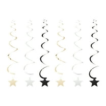 Black/Gold/Silver Star Dizzy Dangler Party Decorations, 6 Count, by Way To Celebrate