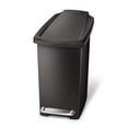 thumbnail image 1 of simplehuman - Papelera rectangular de 10 litros/2,6 galones, compacta, delgada, para baño u oficina, plástico negro, 1 of 5