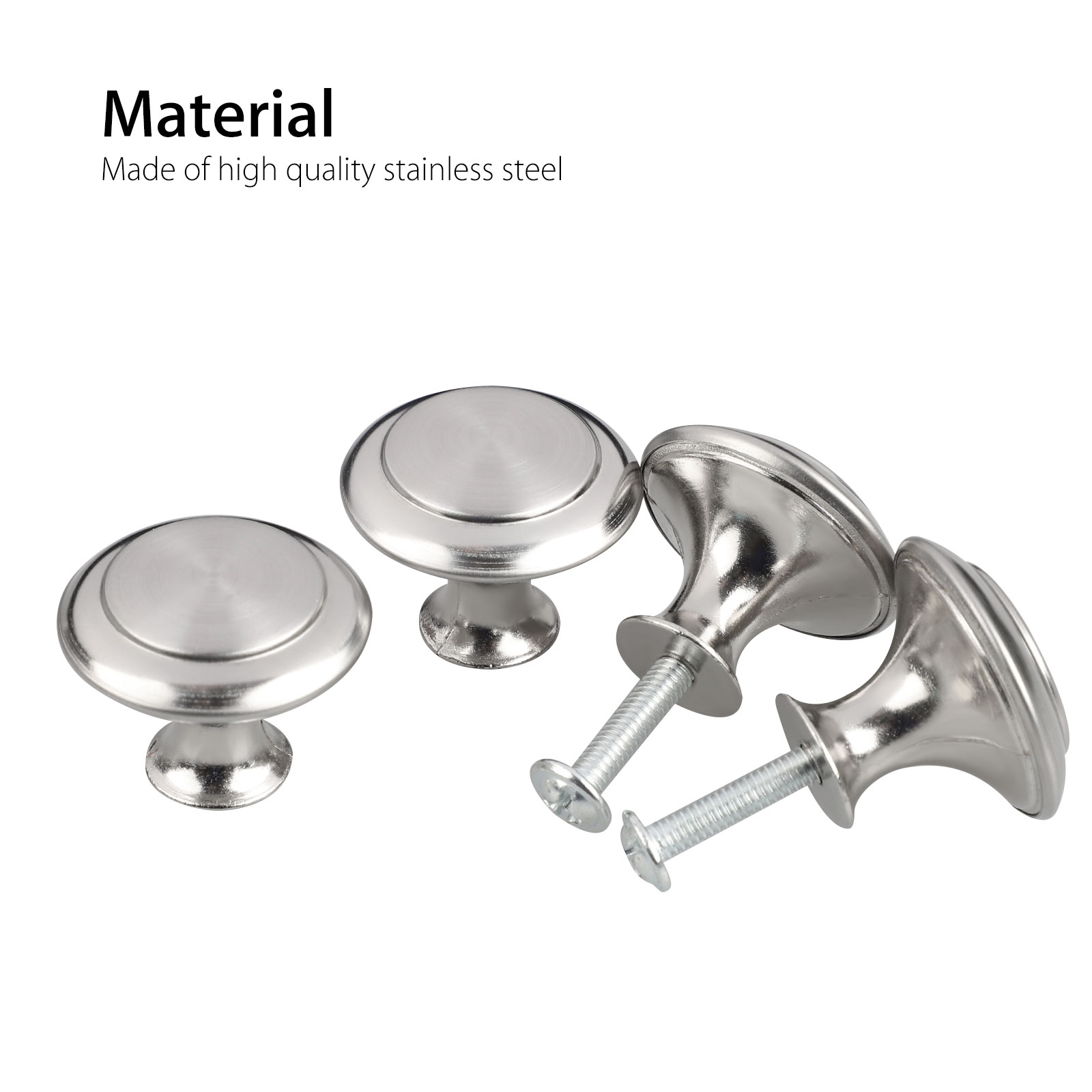 40/20pcs Kitchen Cabinet Heavy Pull Knobs, EEEkit Brushed Nickel Cabinet Knobs Cupboard Door Knobs Kitchen Hardware Round Pull Knobs for Bathroom Drawer, Silver - image 3 of 9