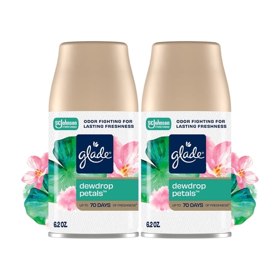 Glade Automatic Spray Air Freshener Refill, Dewdrop Petals, 6.2oz 2pk
