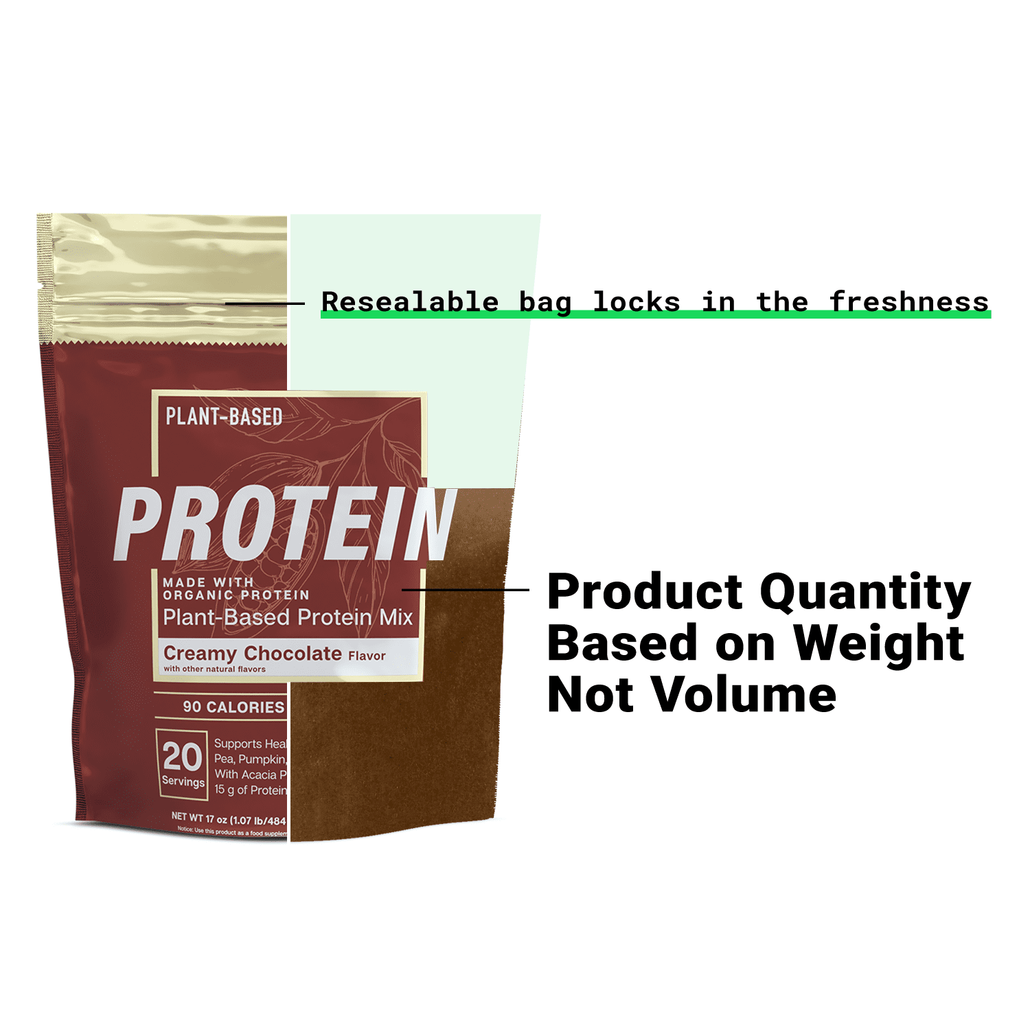 Essential Elements Plant-Based Organic Protein Powder - Creamy Chocolate Flavor - Vegan, Sugar-Fee & Keto-Friendly - Yellow Pea & Sacha Inchi Protein Blend - 20 Servings