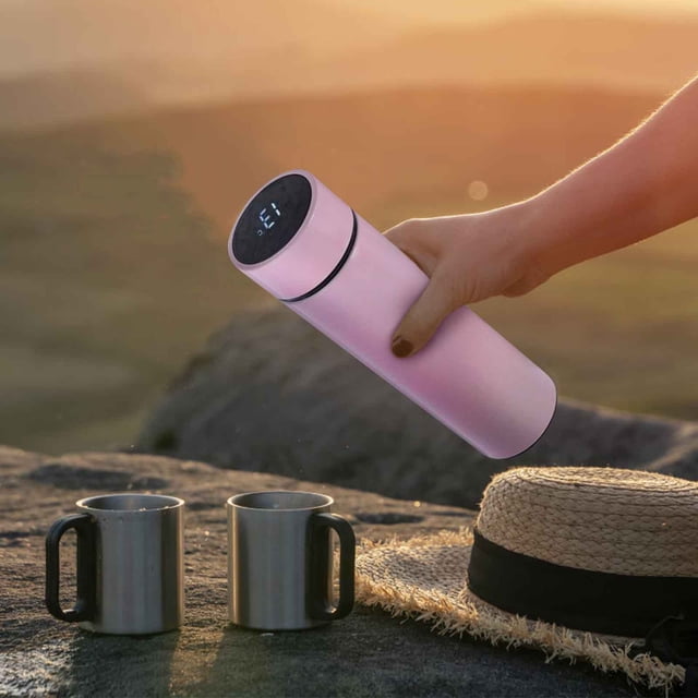 Xihbxyly Ventas y promociones Termo para café, botella de café, botella con infusor de té, botella de agua deportiva inteligente con pantalla LED de temperatura, botella de agua con aislamiento al va