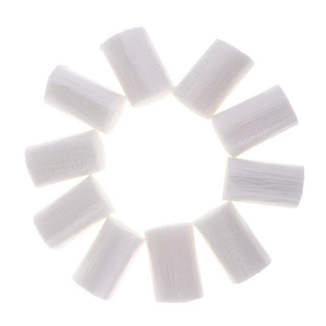 10 Bundle Handmade Latch Hook Yarn for Latch Hook Starter Beginners in white, each piece measuring approximately 6cm in length. The yarn is made of durable acrylic fiber and is suitable for latch hook rug projects, crochet crafts, and DIY needlework. The image shows the yarn bundles arranged in a circular pattern on a white background.