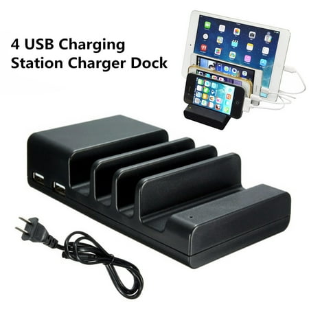 4-Port Multi USB Charging Station Stand Desktop Charger Dock for iPhone,for iPad, for Samsung, for Huawei and Other Smartphone