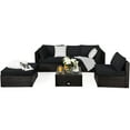 thumbnail image 3 of Costway 6PCS Outdoor Patio Rattan Furniture Set Cushioned Sectional Sofa Black, 3 of 9