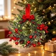 thumbnail image 2 of LOWLHOME 8" Artificial Pine Needle Christmas Wreath, Mini Christmas Wreathes with Red Velvet Bow, Farmhouse Red Berry Wreath for Holiday Xmas Party Decorations, 2 of 5