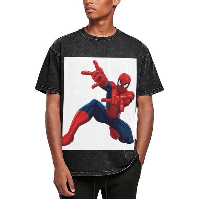 Spider-Man 230g Vintage Washed Drop Shoulder T-Shirt - Iron On