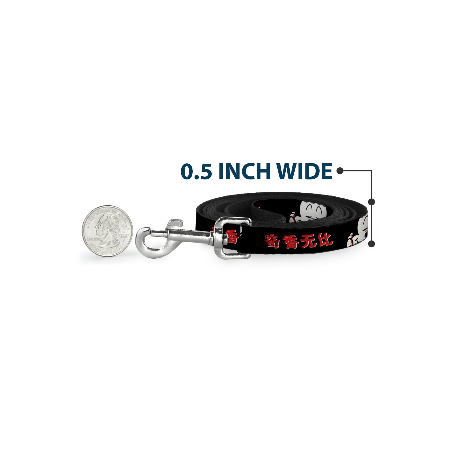 Disney Pet Leash, Dog Leash, Mickey Mouse Smelling Pose Black White Reds, 6 Feet Long 1.0 Inch Wide