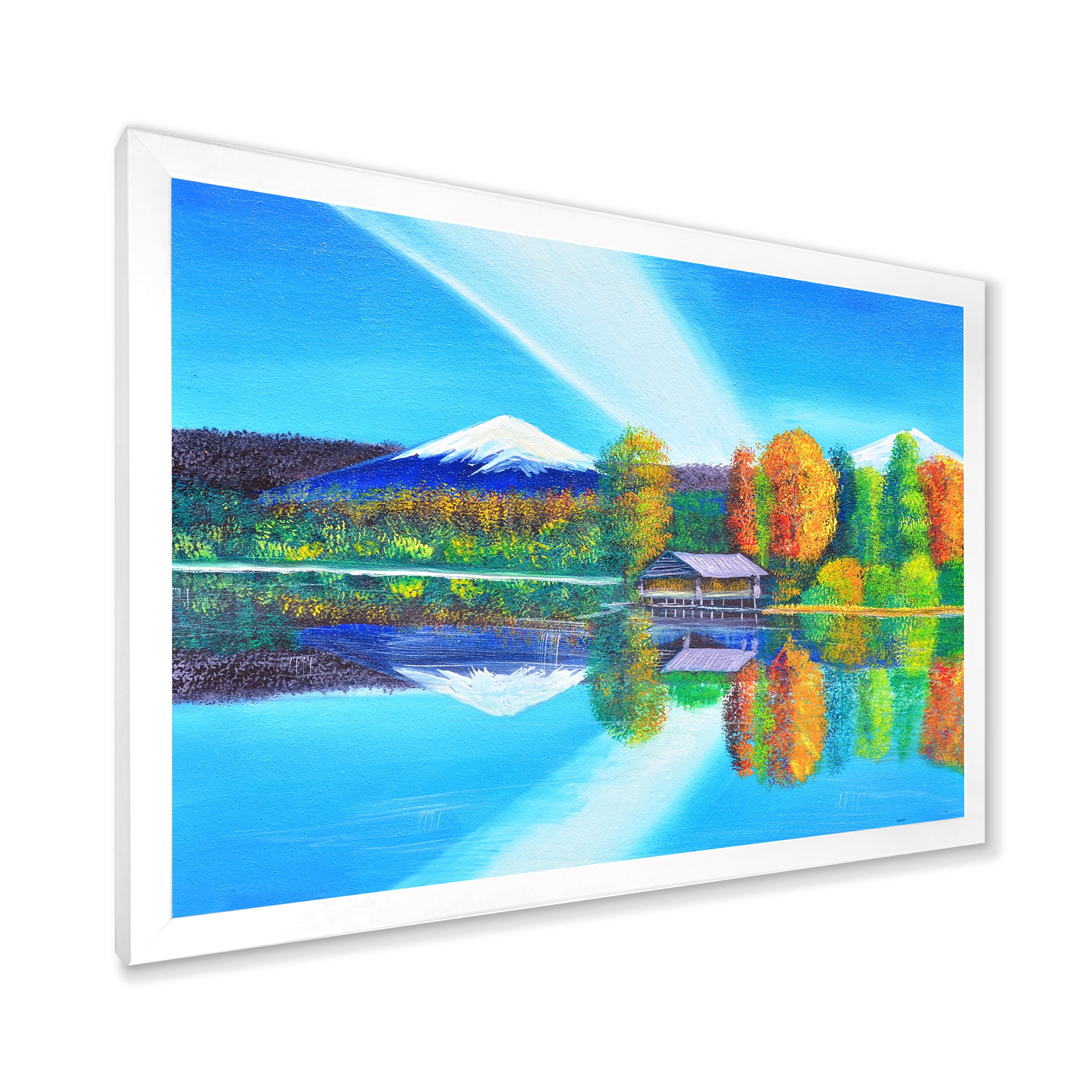 Designart 'Reflection Of Mountain and Sky On The Lake Water' Nautical & Coastal Framed Art Print