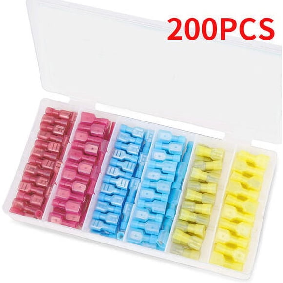 EcoNesxp Male and Female Crimp Terminal Combination Kit 200 Pieces Nylon Quick Disconnect Connector Kit Pieces Nylon Quick Disconnect Connector Kit