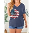 thumbnail image 3 of DEXIO Plus Size Women American Flag Shirt 4th of July Patriotic V Neck T Shirts American Flag Sunflower Graphic Tee Tops,5X, 3 of 6