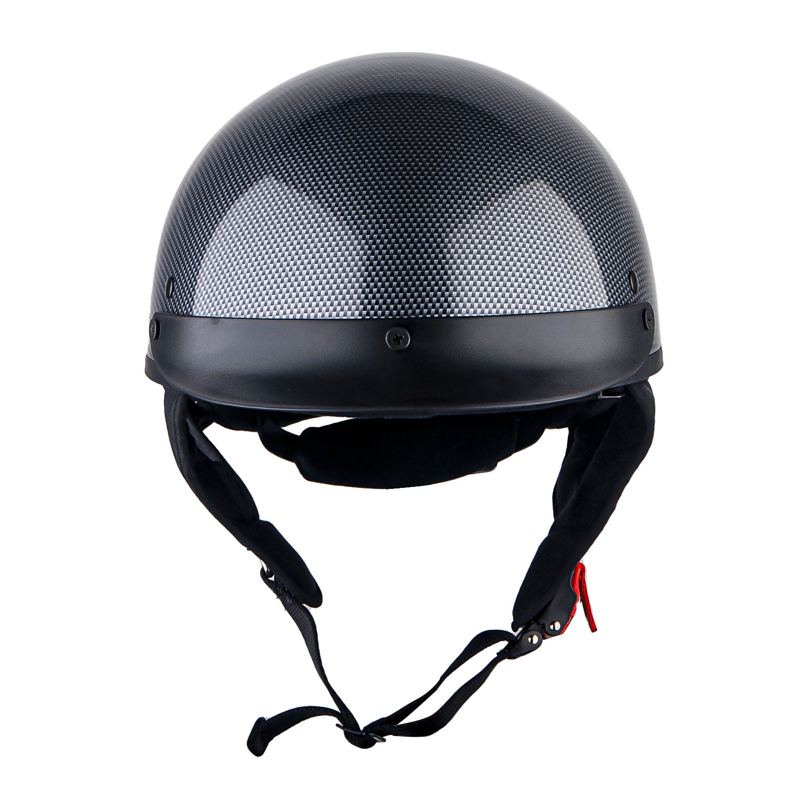 1Storm Motorcycle Half Face Helmet Mopeds Scooter Pilot with retractable Inner Smoked VisorHKY205V, Fiber Black