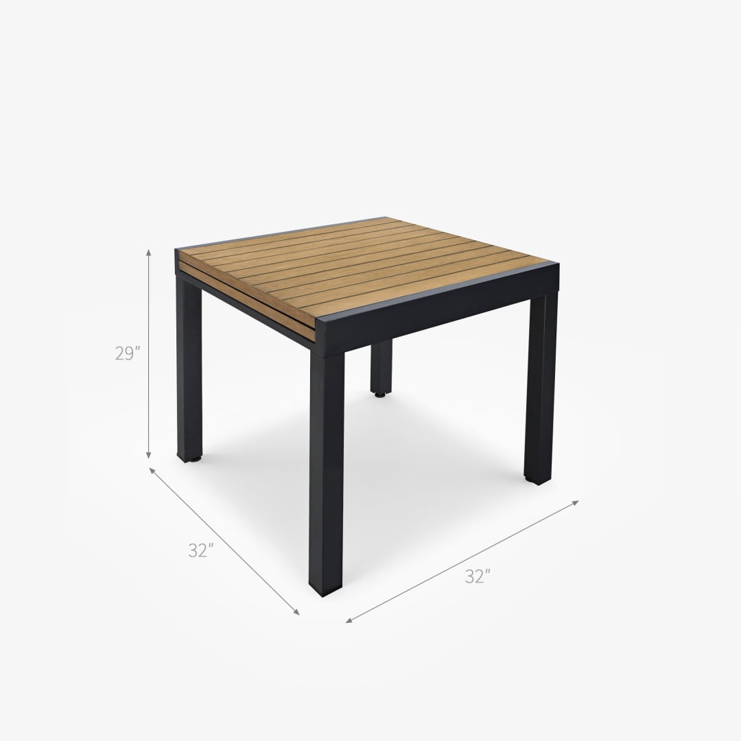 Expandable Aluminum Outdoor Patio Dining Table for 4-6, Extendable 32" to 64", Weather-Resistant, Limed Oak