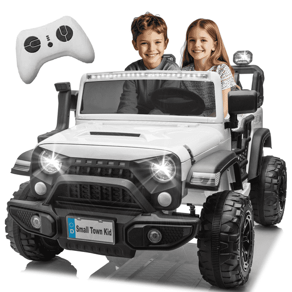 Xuanlur 24V Ride on Toys for Big Kids, 2 Seater Ride on Cars with Remote Control, 400W Motor, Ride on Truck w/ 20in Seat, 3 Speeds, Lights, Bluetooth, Electric Car for Kids 3-8, Capacity 110 lb-White