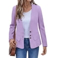 thumbnail image 2 of Yigetop Womens Blazers, Womens Lightweight Casual V Neck Open Front Slim Long Sleeve Button Down Cardigan Work Suit Jackets Tops with Pockets Summer Jackets for Women Purple S, 2 of 9