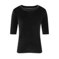 thumbnail image 3 of Hanen Womens Tops 3/4 Sleeve Shirts Round Neck Loose Casual Blouses Solid Color Tshirts Blouses Women, 3 of 6