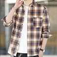 thumbnail image 5 of Ousvtion Saving Mens Flannel Shirt Jacket Plaid Coat Casual Button Down Shacket Jackets Long Sleeve Tops Lightweight Lapel Blouses Fall Spring Shirts Fashion Outfits Clearance,A01-Yellow,XL, 5 of 7
