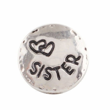 - 1 PC 12MM Sister Love Hearts Silver Tone Candy Snap Charm KS9649-s CC2907