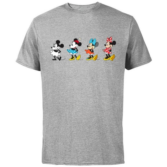 Disney Minnie Mouse Through the Decades - Short Sleeve Cotton T-Shirt for Adults - Customized-Charcoal Heather