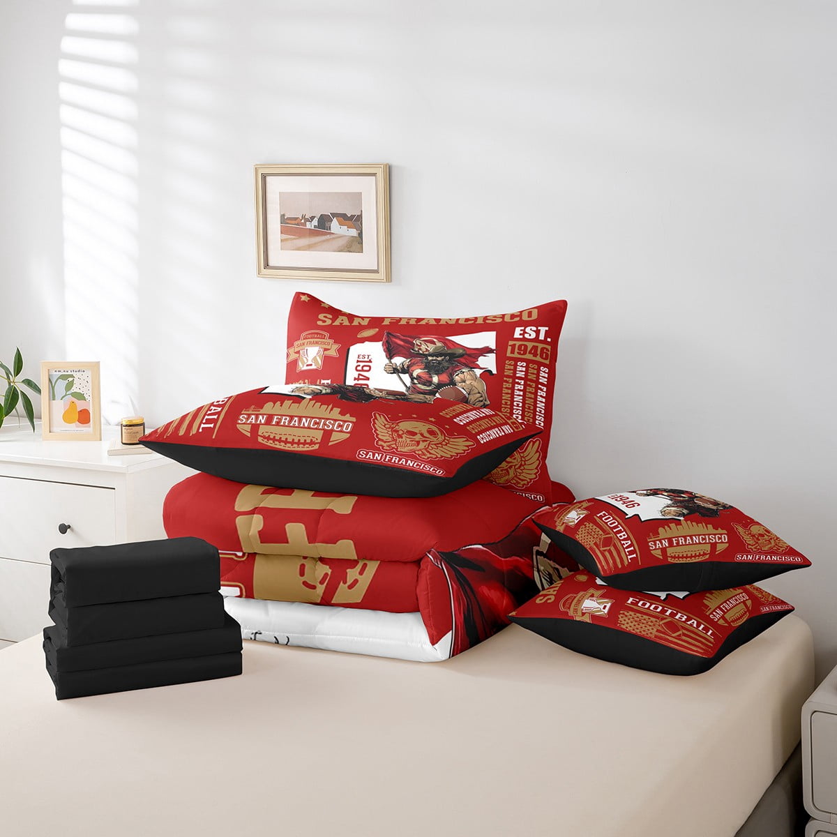 Erosebridal Football Bettwäsche-Set Für Jungen, Doppelbett-Größe, Mit Tiefen Taschen – Philadelphia Eagles Design