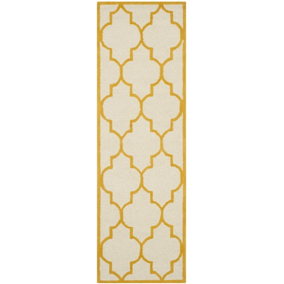 SAFAVIEH Cambridge Kevin Geometric Wool Runner Rug, Ivory/Gold, 2'6" x 6'