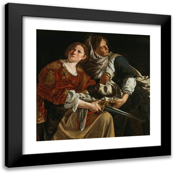Artemisia Gentileschi 12x12 Black Modern Framed Museum Art Print Titled - Judith and Her Maidservant with the Head of Holofernes